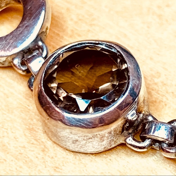 #002 Smoky Quartz 925 Sterling Silver Bracelet - Picture 4 of 6